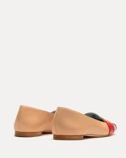 Josie Flat Basketweave Tan Pink Red -clothing JOSIESC CAMEL 03