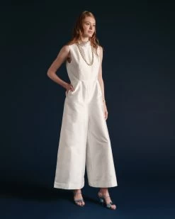 Audrey Jumpsuit Shantung White 5 Audrey Jumpsuit Shantung White -clothing JUMPSUIT WHITE 02