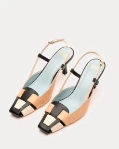 Liza Pump Basketweave Black Oyster Tan