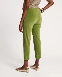 Lucy Pant Stretch Velvet Moss Green -clothing LUCY GREEN 03