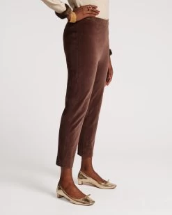 Lucy Pant Stretch Velvet Chocolate -clothing LUCY VELVET CHOC 02