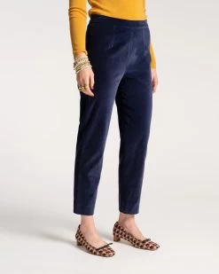 Lucy Pant Stretch Velvet Midnight -clothing LUCY VELVET NAVY 02