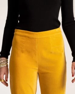 Lucy Pant Stretch Velvet Mustard -clothing LUCY VELVET mustard 04