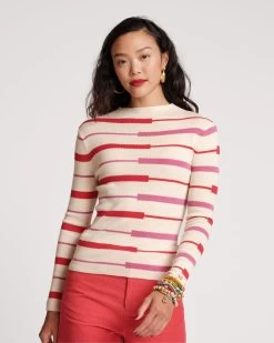 Marie Long Sleeve Sweater Merino Shadow Stripe