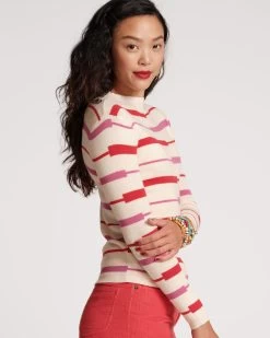 Marie Long Sleeve Sweater Merino Shadow Stripe -clothing MARIE SHADOWSTRIPE 02