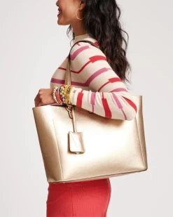 Trixie Tote Tumbled Leather Platino -clothing MARIE SHADOWSTRIPE 05