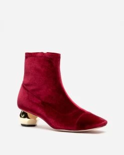 Marnie Boot Stretch Velvet Berry -clothing MARNIE STRETCH RED 02
