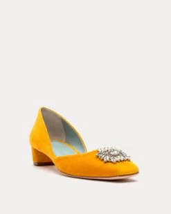 McCall Mini Block Heel Velvet Mustard -clothing MCCALLV MUSTARD 02