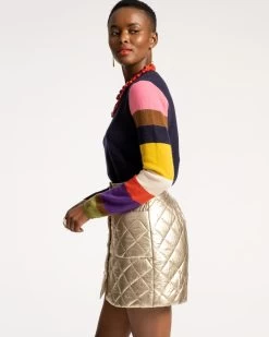 Cassidy Quilted Mini Skirt Platino -clothing MINISKIRT PLATINO 03