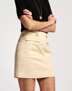 Penelope Mini Skirt Cotton Khaki -clothing MINI SKIRT KHAKI 02