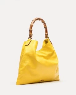 Muriel Tote Tumbled Leather Canary -clothing MURIELTL YELLOW 02