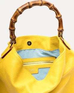 Muriel Tote Tumbled Leather Canary -clothing MURIELTL YELLOW 03