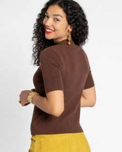 Marie Merino Mock Neck Chocolate -clothing Marie brown 03