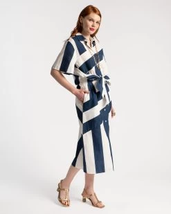 Amanda Shirtdress Stripe Navy White 9 Amanda Shirtdress Stripe Navy White -clothing May OnBody0360