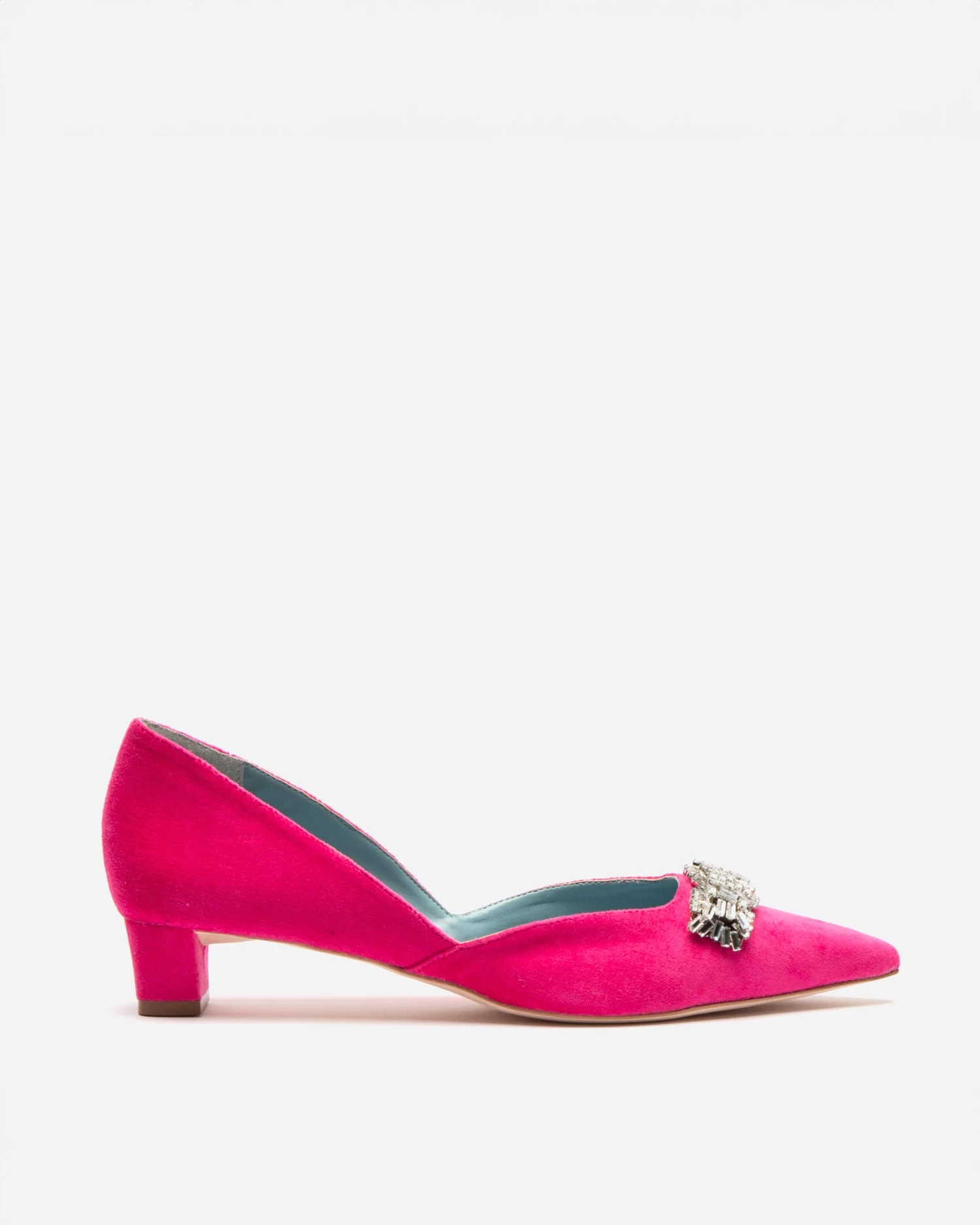 Paula Mini Block Heel Velvet Pink 1 Paula Mini Block Heel Velvet Pink