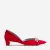 Paula Mini Block Heel Velvet Red