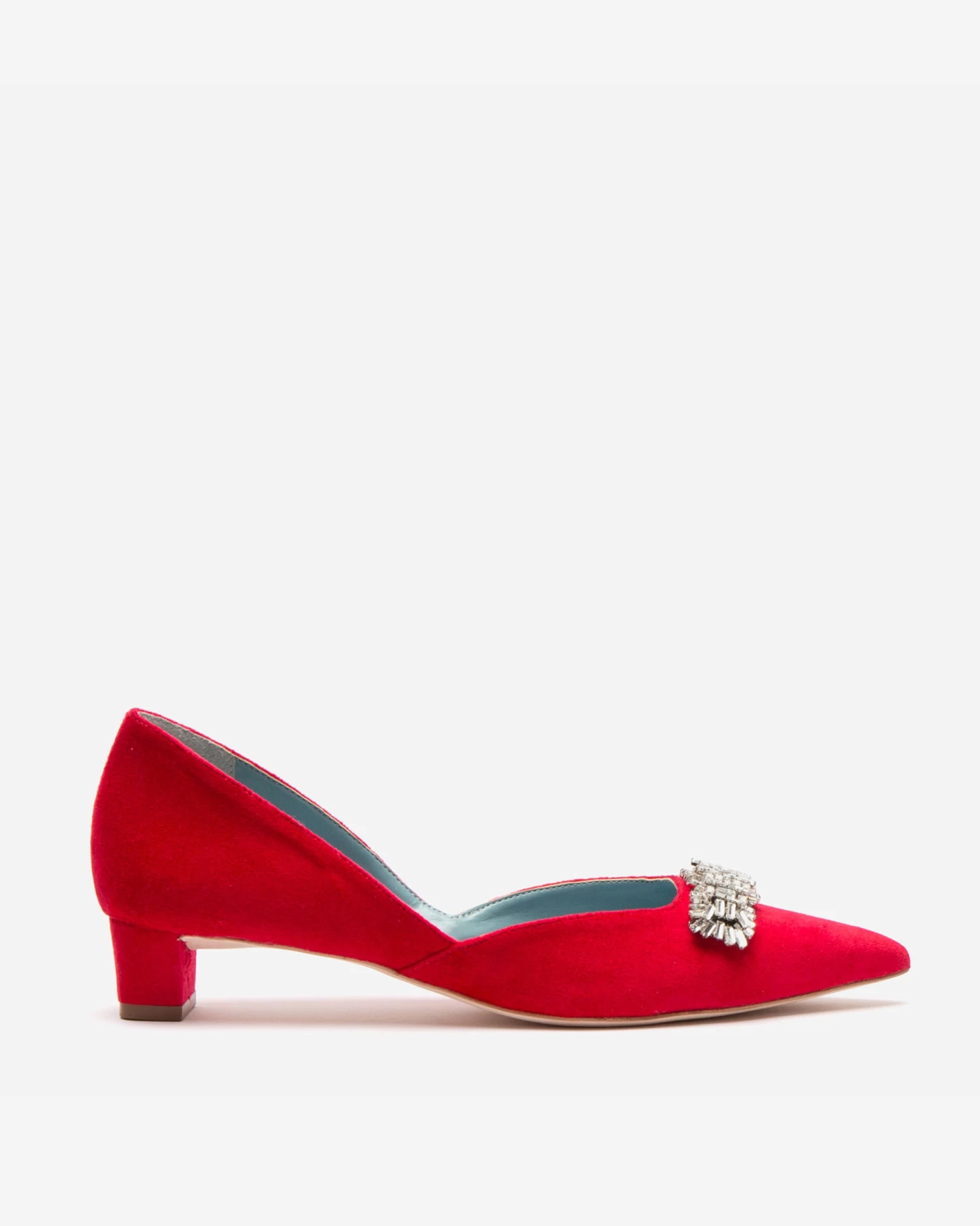 Paula Mini Block Heel Velvet Red 1 Paula Mini Block Heel Velvet Red