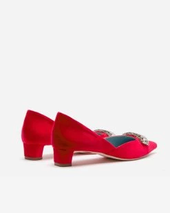 Paula Mini Block Heel Velvet Red 5 Paula Mini Block Heel Velvet Red -clothing NEWMCCALL red 03