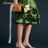 Barbara Skirt Flowers Shantung Green