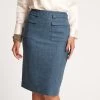 Wool Pencil Skirt Blue