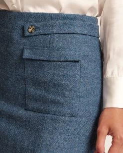 Wool Pencil Skirt Blue -clothing PENCIL SKIRT BLUE 03