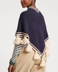 Wool Tassel Poncho Navy -clothing PONCHO NAVY 05