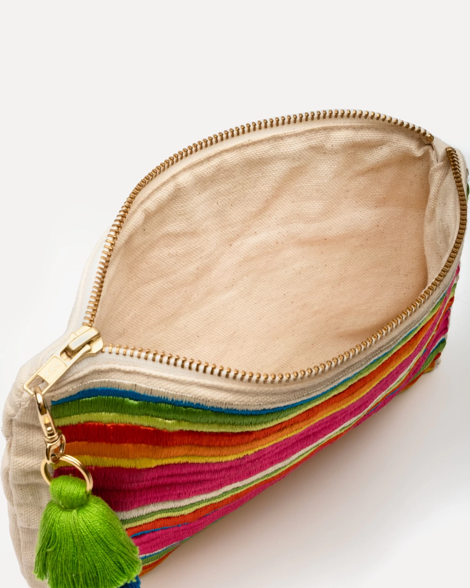 Zip Top Wristlet W/Pom Pom Oyster 2 Zip Top Wristlet W/Pom Pom Oyster - Image 2