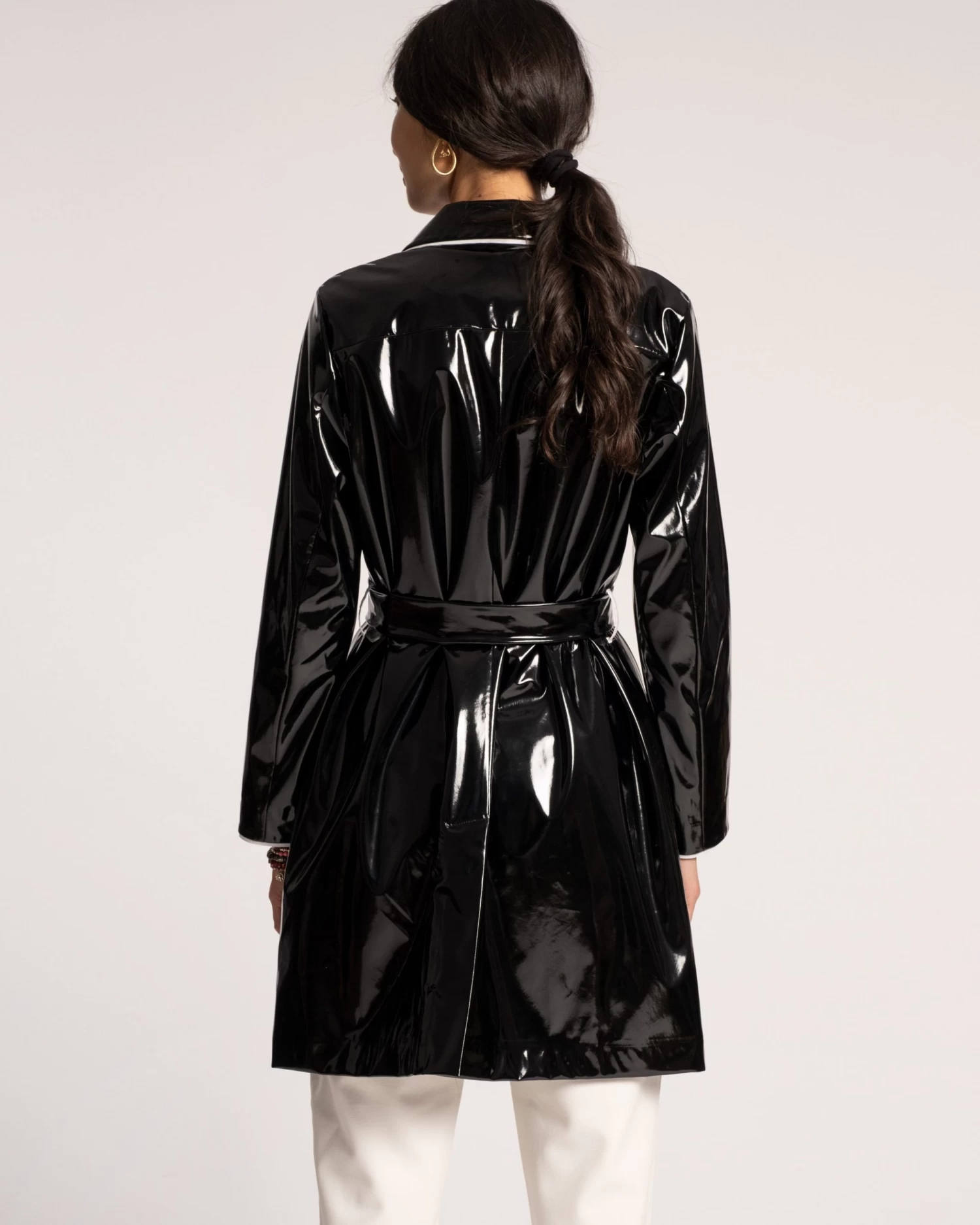Morton Rain Coat Vegan Leather Black Oyster 2 Morton Rain Coat Vegan Leather Black Oyster - Image 2