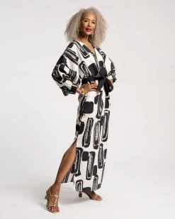 Rosa Caftan Flintstone Oyster Black -clothing ROSA CAFTAN 03