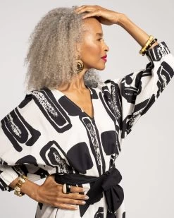 Rosa Caftan Flintstone Oyster Black -clothing ROSA CAFTAN 04