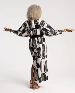 Rosa Caftan Flintstone Oyster Black -clothing ROSA CAFTAN 05