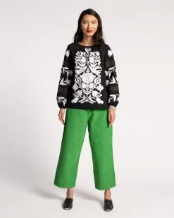 Saskia Embroidered Blouse Black White 7 Saskia Embroidered Blouse Black White -clothing SAKSIA BLACK scaled