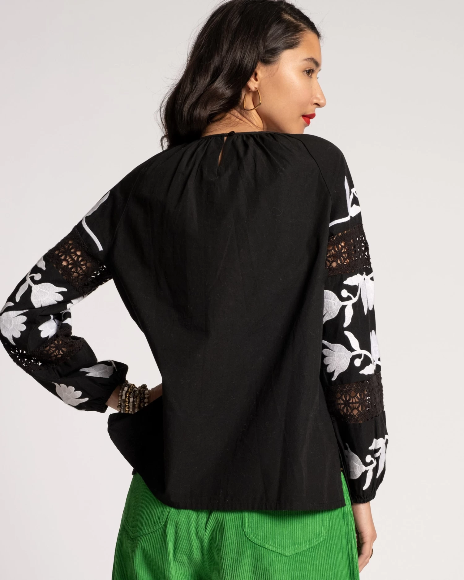 Saskia Embroidered Blouse Black White 3 Saskia Embroidered Blouse Black White - Image 3