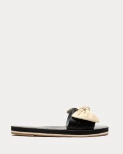 Sandy Cloud Slide Soft Nappa Black Oyster -clothing SANDYSLGN BLACKWHITE 01