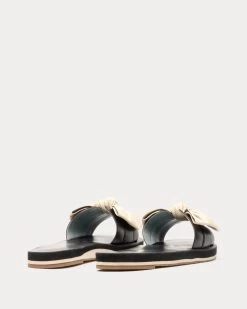 Sandy Cloud Slide Soft Nappa Black Oyster -clothing SANDYSLGN BLACKWHITE 03