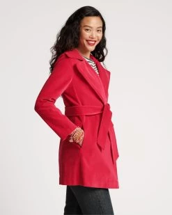 Sergeant Stretch Velvet Belted Jacket Cranberry -clothing SARGENT PINK 03