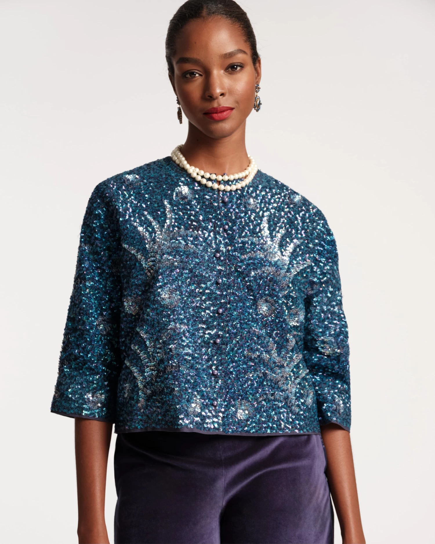 Elsie Sequin Jacket Navy 1 Elsie Sequin Jacket Navy