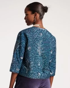Elsie Sequin Jacket Navy 7 Elsie Sequin Jacket Navy -clothing SEQUIN JACKET BLUE 04