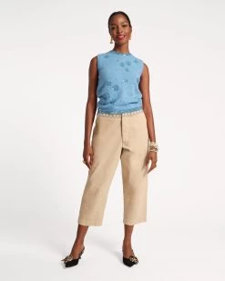 Star Embroidered Knit Shell Light Blue -clothing SEQUIN SHELL BLUE 01