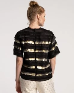 Lainie Top Sequin Tulle Stripe 5 Lainie Top Sequin Tulle Stripe -clothing SEQUIN TOP 03