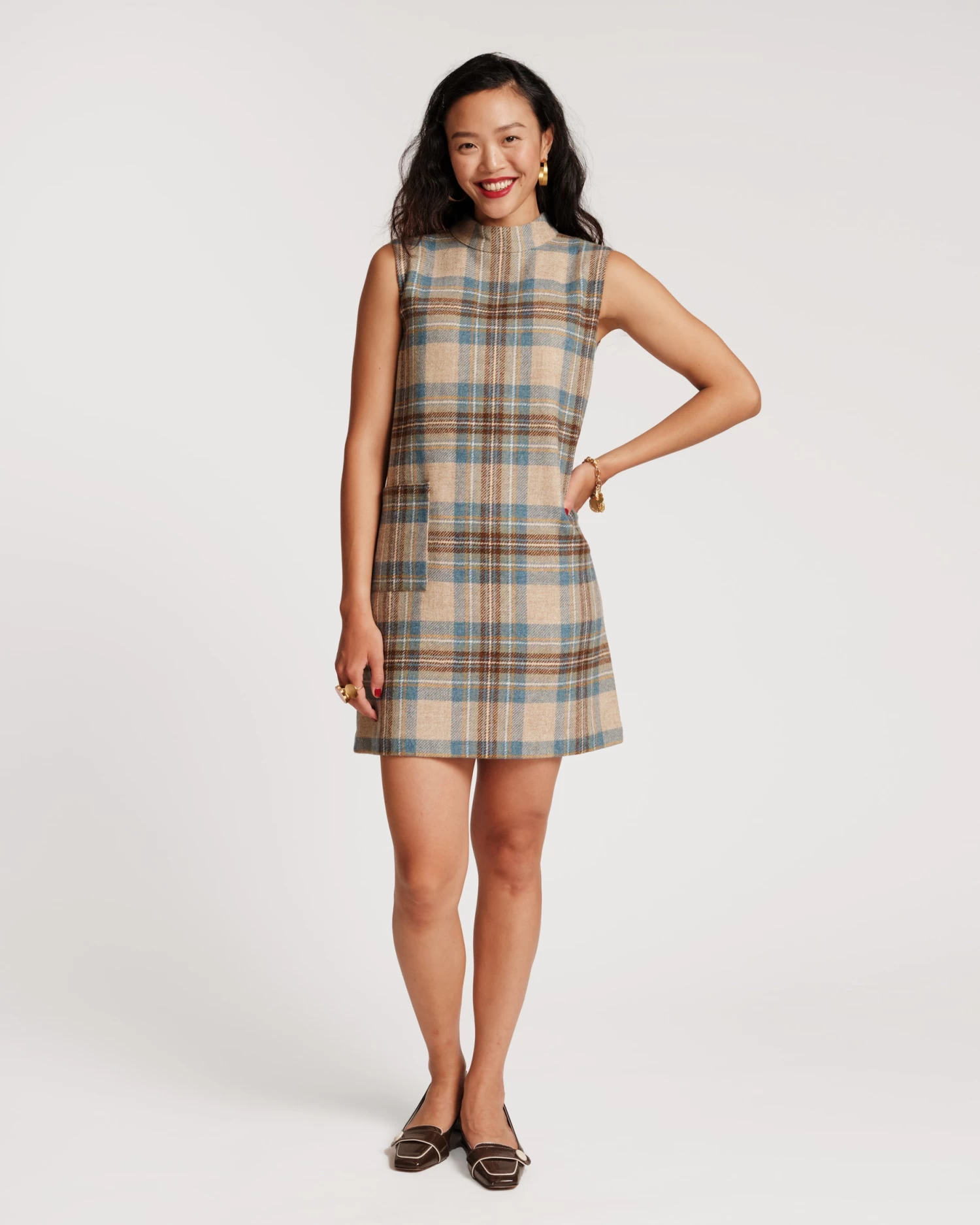 Ellen Wool Shift Dress Stewart Plaid 1 Ellen Wool Shift Dress Stewart Plaid