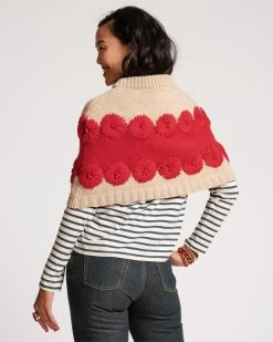 Emma Embroidered Flower Wool Shrug Oyster Red -clothing SHRUG RED 03 359fcb48 a832 45e4 8c3f 355537559534
