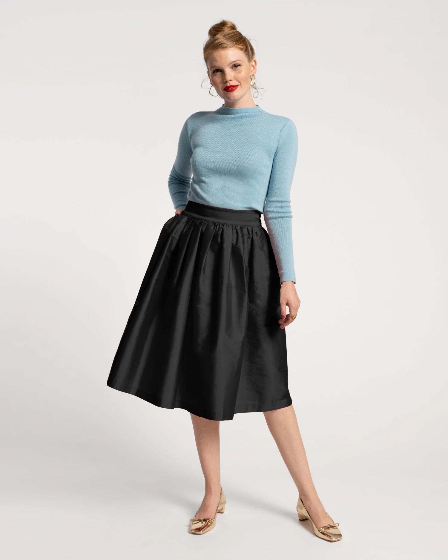 Barbara Gathered Midi Skirt Black 2 Barbara Gathered Midi Skirt Black - Image 2