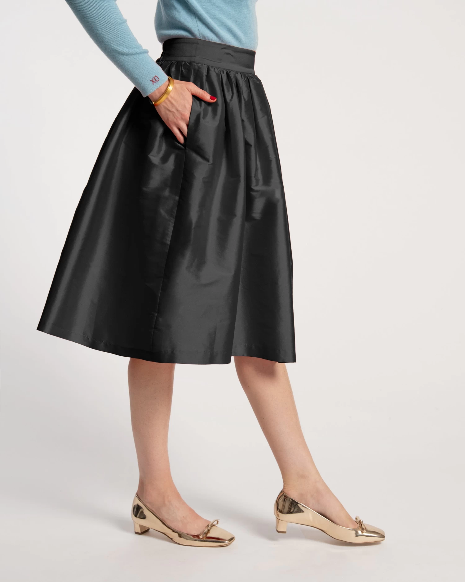 Barbara Gathered Midi Skirt Black 1 Barbara Gathered Midi Skirt Black