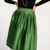 Barbara Gathered Midi Skirt Emerald