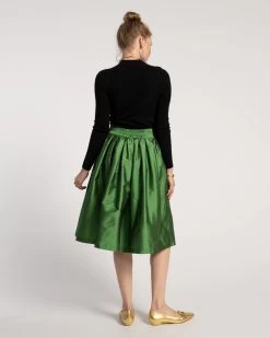 Barbara Gathered Midi Skirt Emerald -clothing SKIRT GREEN 03