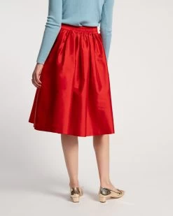 Barbara Gathered Midi Skirt Red -clothing SKIRT RED 03