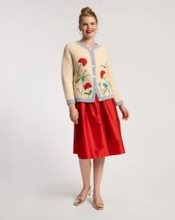 Barbara Gathered Midi Skirt Red -clothing SKIRT RED 04 scaled