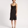 Scallop Slip Dress Silk Black