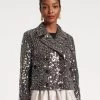 Sloan Sequin Moto Jacket Black